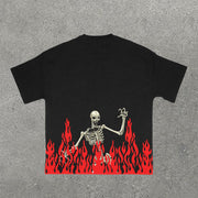 Lover & Loser Skull FlamePrint Short Sleeve T-Shirt