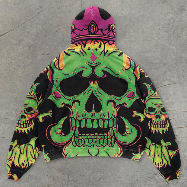 Personalized fashionable skull print hoodie