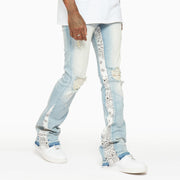 Casual washed street patchwork jeans