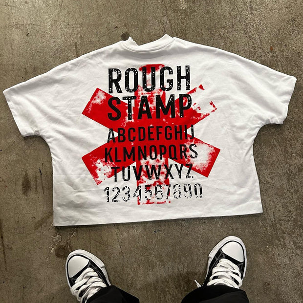 Rough Stamp Print Short Sleeve T-Shirt
