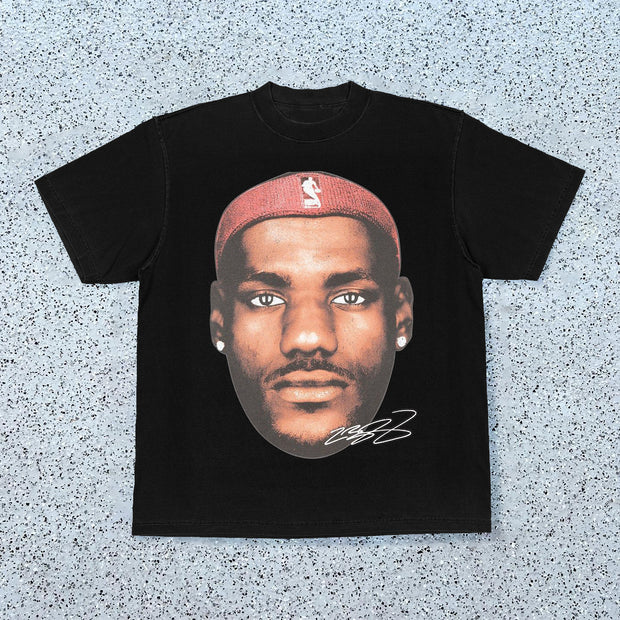 Hip-hop retro print street short-sleeved T-shirt