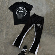 Casual street rock T-shirt and trousers two-piece suit