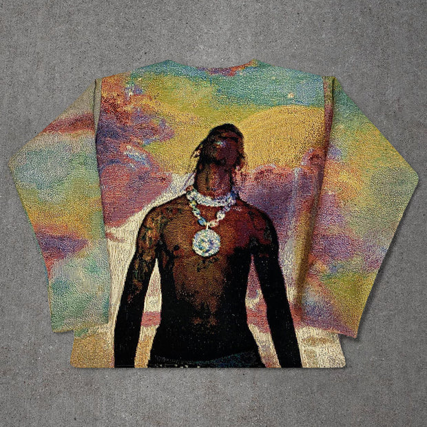 Colorful Hip Hop Print Tapestry Sweatshirt