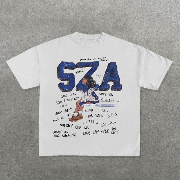 Fashion SZA Print Short Sleeve T-Shirt