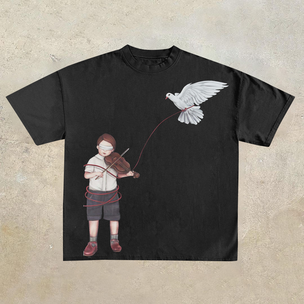 Art Boy Dove Peace Print Short Sleeve T-Shirt
