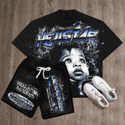 Hellstar Kids Print T-Shirt Shorts Two-Piece Set