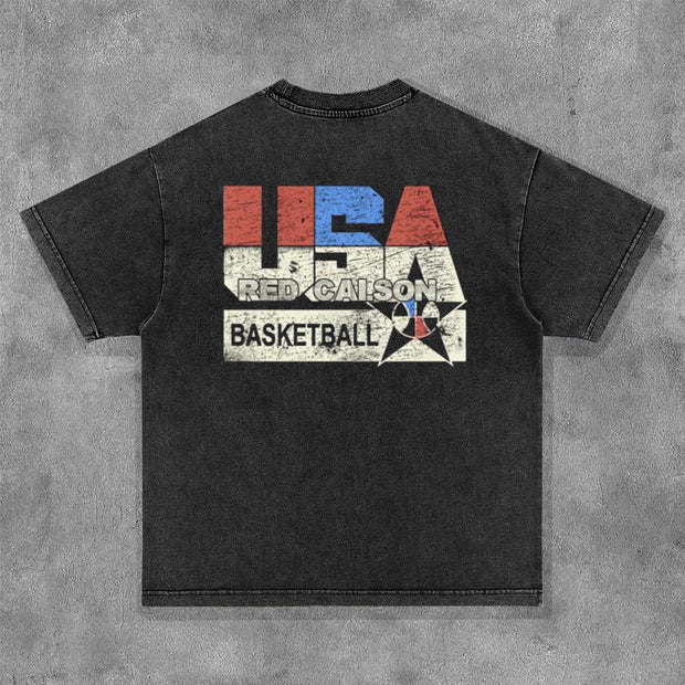 USA Basketball Print Washed Short Sleeve T-Shirt
