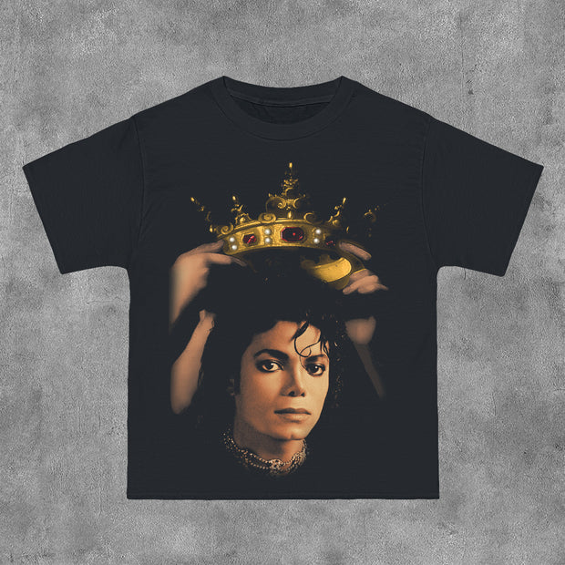 King Of Pop Print Short Sleeve T-Shirt
