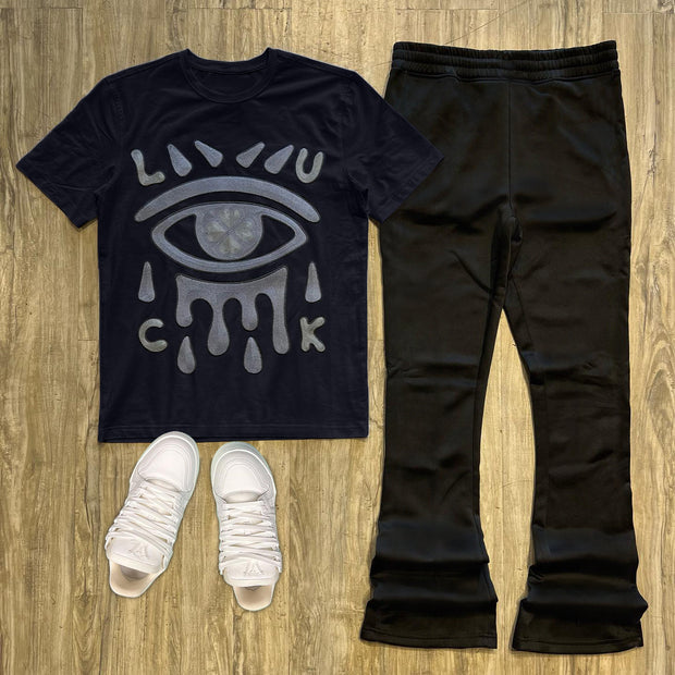 Casual personality print T-shirt and trousers two-piece set