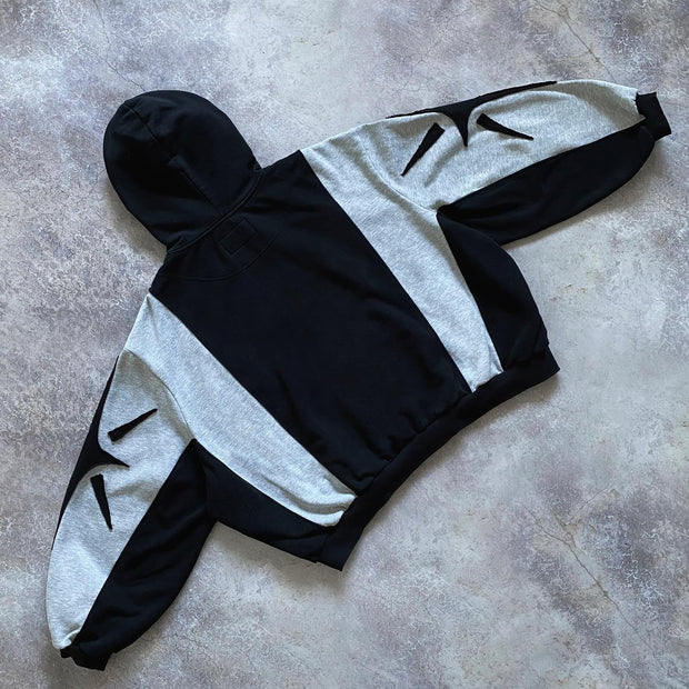 Casual street patchwork zipper sport cotton hoodie