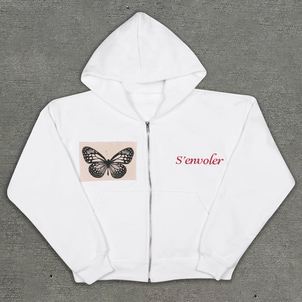 Fashionable personalized zipper butterfly hoodie