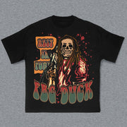 Rapper Skull Print Short Sleeve T-Shirt
