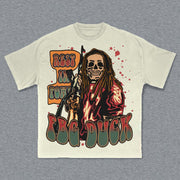 Rapper Skull Print Short Sleeve T-Shirt