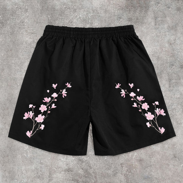 Cherry Blossom Artistic Print Casual Shorts