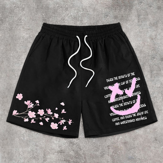 Cherry Blossom Artistic Print Casual Shorts