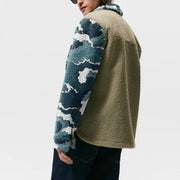 Stitching contrast color trend street lapel fleece jacket