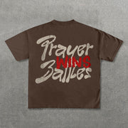 Prayer Wins Battles Print Short Sleeve T-Shirt