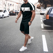 Casual Colorblock Sports Short Sleeve Suit