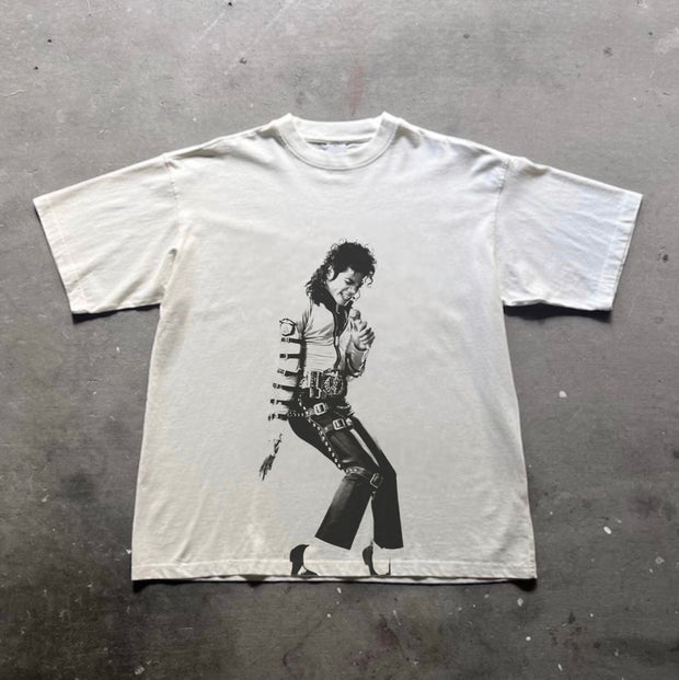 King Of Pop Print Short Sleeve T-Shirt