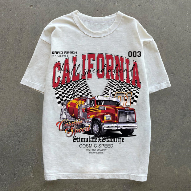 California & Car Print Short Sleeve T-Shirt