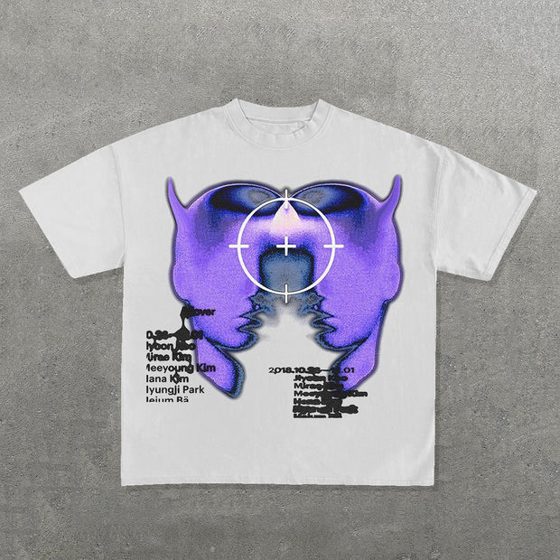 Two Faces Print Short Sleeve T-Shirt