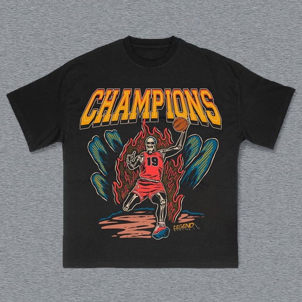 Basketball Champions Print Short Sleeve T-Shirt