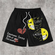Trendy brand smiley hip-hop printed street shorts