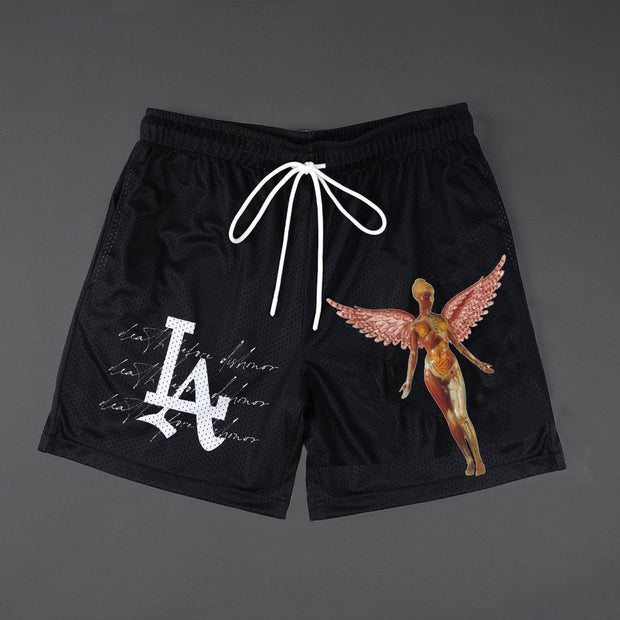 Angel Print Casual Street LA Shorts