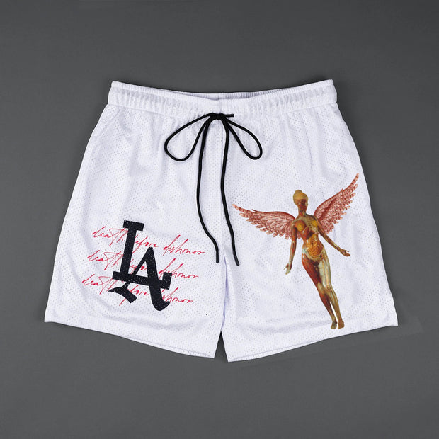 Angel Print Casual Street LA Shorts