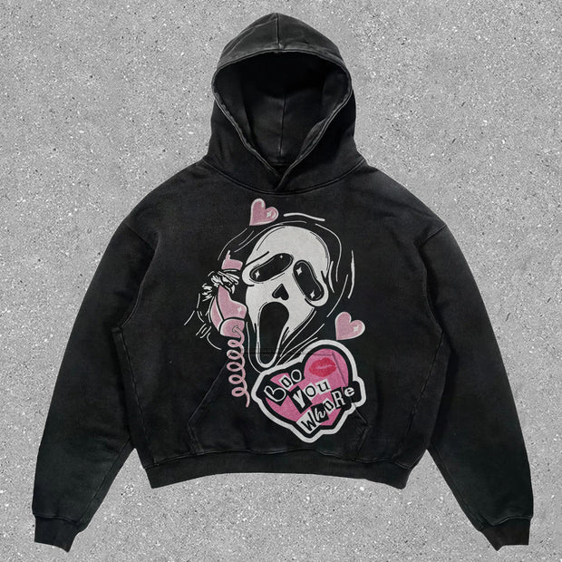 Casual personalized printed skull hoodie