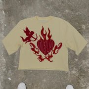 Angel Cupid Print Heavy T-Shirt