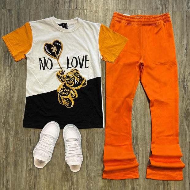 Fashion and casual color matching printed T-shirt and trousers two-piece set