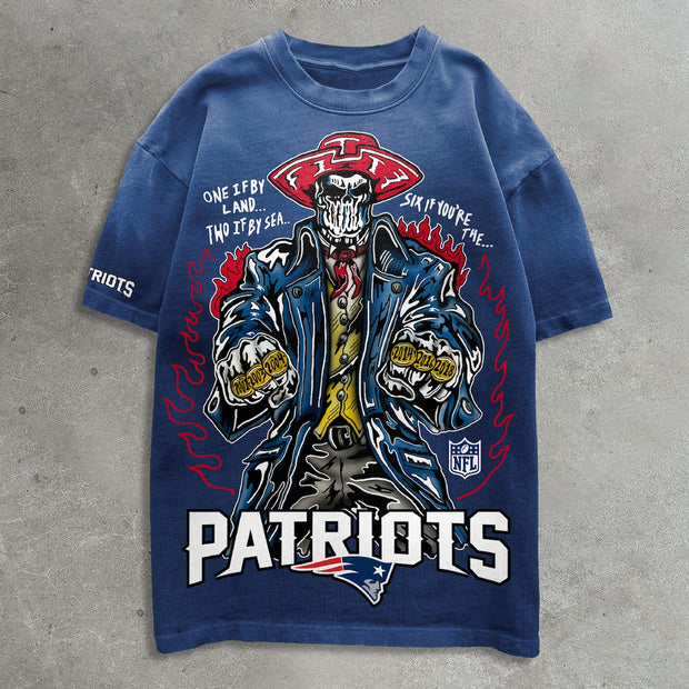 Patriots skull football print T-shirt
