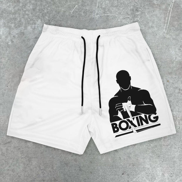 Casual Boxer Print Mesh Shorts