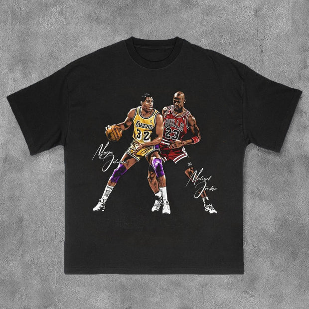 Basketball Player Showdown Print Short Sleeve T-Shirt
