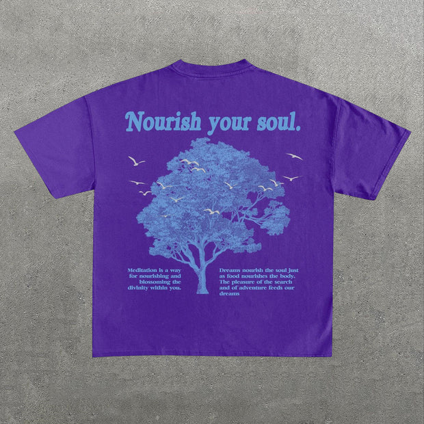Nourish Your Soul Letters Print Short Sleeve T-Shirt
