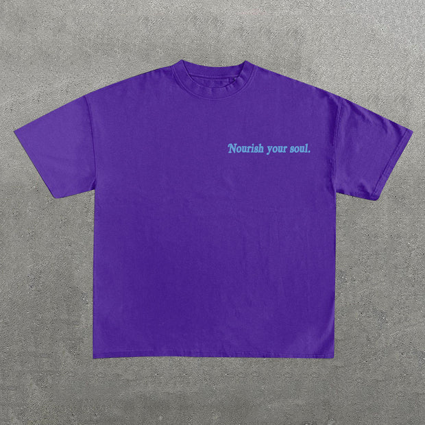 Nourish Your Soul Letters Print Short Sleeve T-Shirt