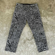Retro art print trendy brand comfortable jeans