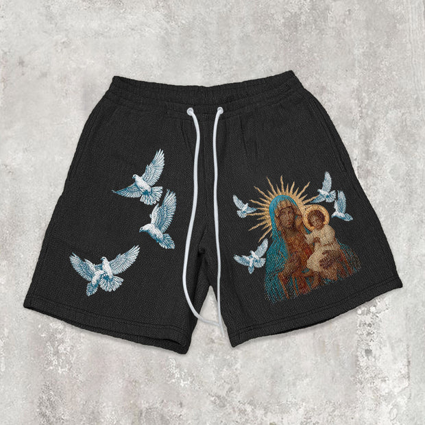 Casual pigeon faith print shorts