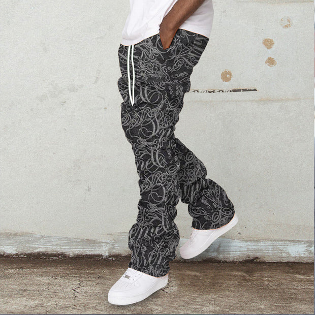 Trendy hip-hop printed pile pants