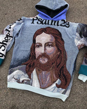 Vintage Jesus Print Casual Long Sleeve Hoodie