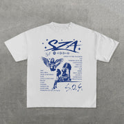 SZA Sos Letters Print Short Sleeve T-Shirt