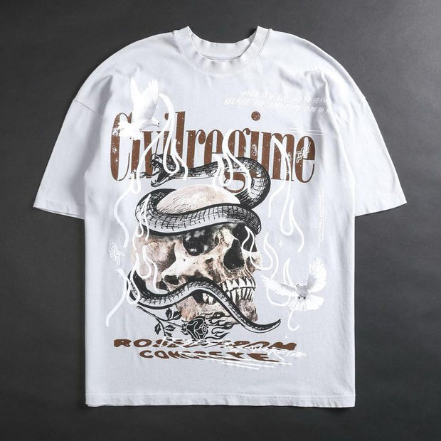 Casual street skull cotton T-shirt