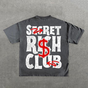 Secret Rich Club Print Short Sleeve T-shirt