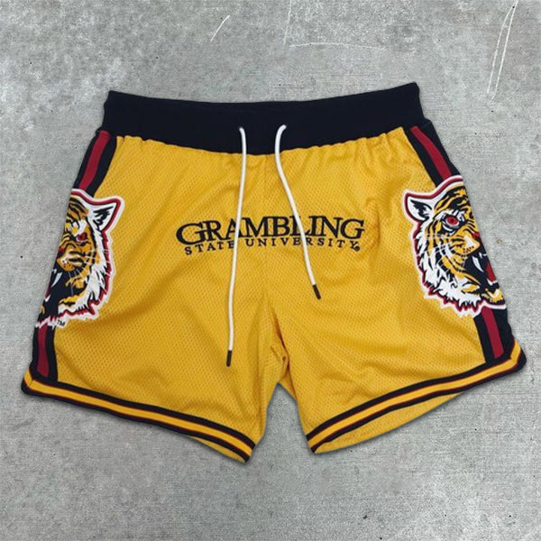 Tiger Graphic Print Contrast Basketball Shorts