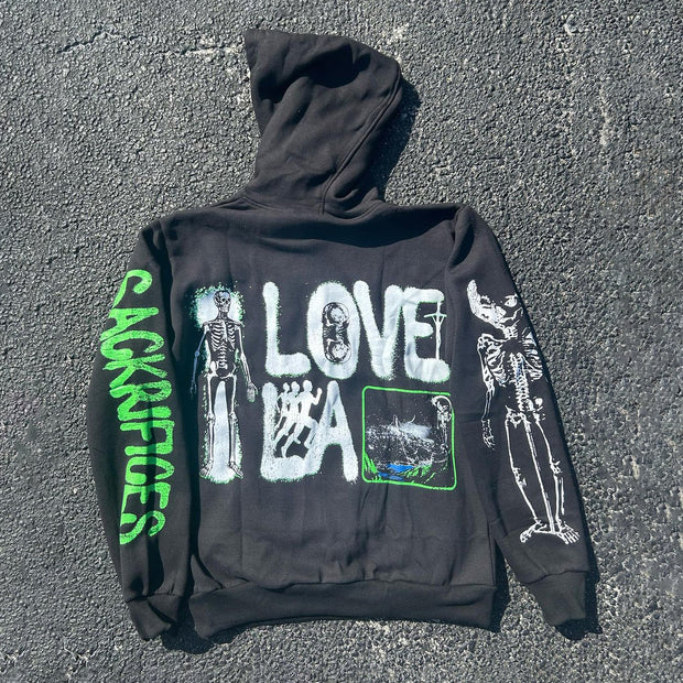Hip hop street print casual hoodie