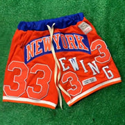 NO.33 New York patch mesh shorts