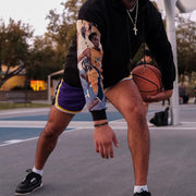Stylish patchwork basketball pattern hoodie