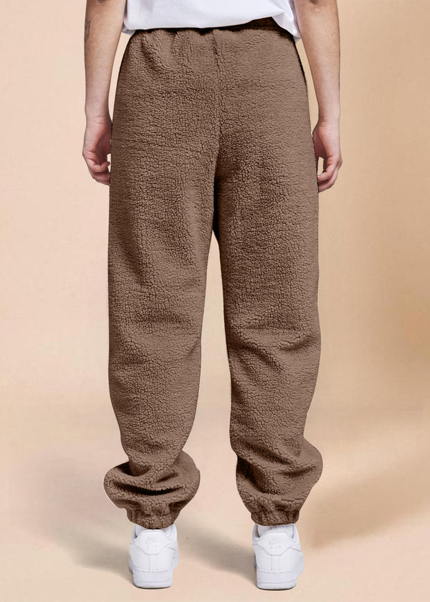 vintage print trendy fleece trousers