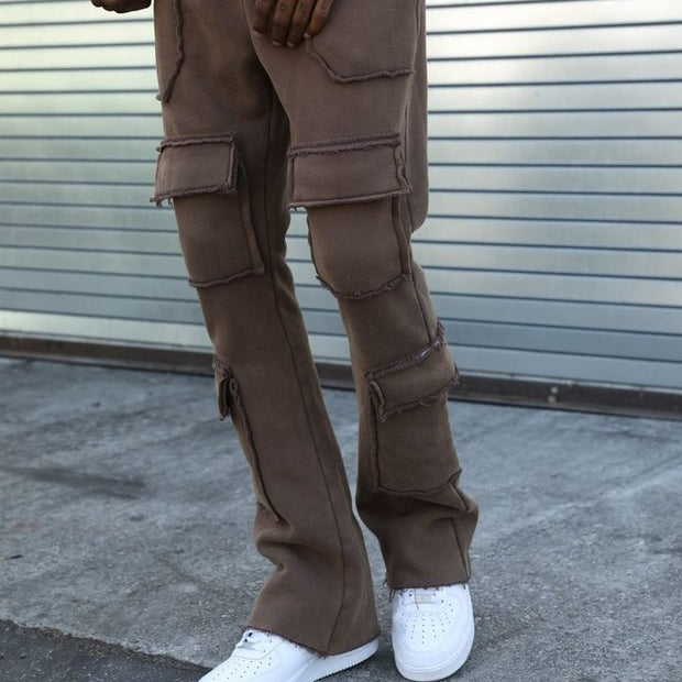 Vintage multi-pocket casual trousers